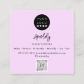 QR-code Logo Roze minimalistisch deegelaar Vierkante Visitekaartje (Achterkant)