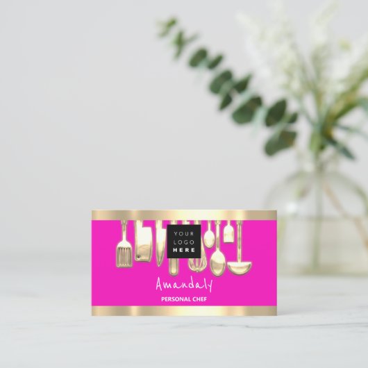 QR CODE Logo Roze Persoonlijke kaas Koken Visitekaartje (Staand voorkant)