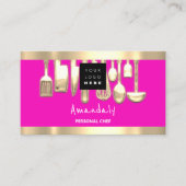 QR CODE Logo Roze Persoonlijke kaas Koken Visitekaartje (Voorkant)