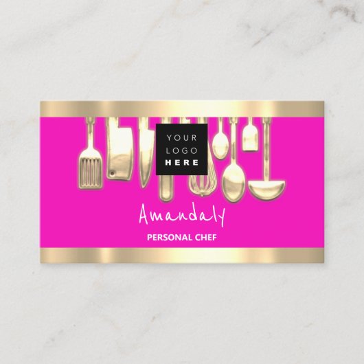 QR CODE Logo Roze Persoonlijke kaas Koken Visitekaartje (Voorkant)