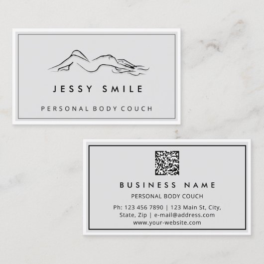 QR-CODE Logo Sculpting Massage Care Grey Visitekaartje (Voorkant / Achterkant)