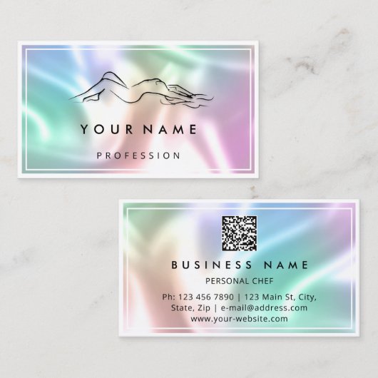 QR-CODE Logo Sculpting Massage Care Holograaf Visitekaartje (Voorkant / Achterkant)