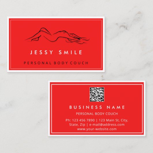 QR-CODE Logo Sculpting Massage Care RED SPA Visitekaartje (Voorkant / Achterkant)