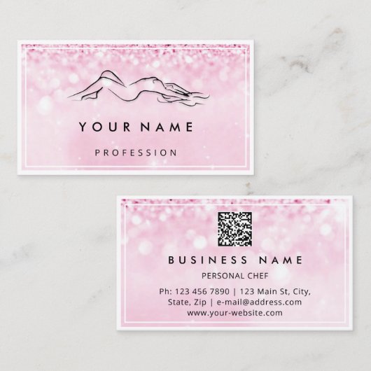 QR-CODE Logo Sculpting Massage Care Roze Visitekaartje (Voorkant / Achterkant)