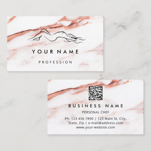 QR CODE Logo Sculpting Massage Marble Roos Visitekaartje (Voorkant / Achterkant)