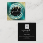 QR Code Logo Shop Black Gold Drivers Blauwgroen Ab Vierkante Visitekaartje (Voorkant / Achterkant)