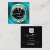 QR Code Logo Shop Black Gold Drivers Oceanic Blauw Vierkante Visitekaartje (Voorkant / Achterkant)