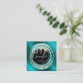 QR Code Logo Shop Black Gold Drivers Oceanic Blauw Vierkante Visitekaartje (Staand voorkant)