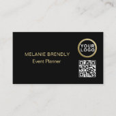 QR-code Logo Simple Black Gold Visitekaartje (Voorkant)