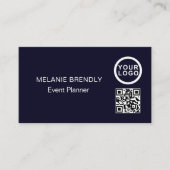 QR Code Logo Simple Navy Blue Visitekaartje (Voorkant)