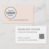 QR Code Logo Simple Soft Pink Visitekaartje (Voorkant / Achterkant)