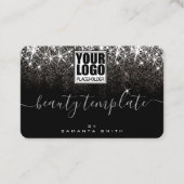 QR Code Logo Sjabloon Lichtgevend Platina Zilver Visitekaartje (Voorkant)