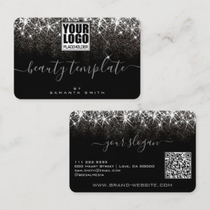 QR Code Logo Sjabloon Lichtgevend Platina Zilver Visitekaartje