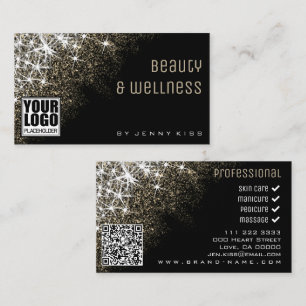 QR Code Logo Sjabloon Lichtgevende Gouden Glitters Visitekaartje