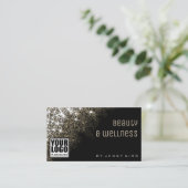QR Code Logo Sjabloon Lichtgevende Gouden Glitters Visitekaartje (Staand voorkant)