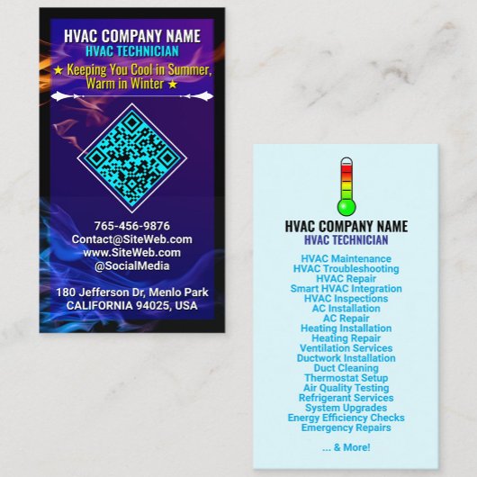 QR-code, Logo & Slogan | Verwarming en Koeling HVA Visitekaartje