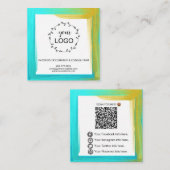 *~* QR Code LOGO- Social Media iconen vet kleur Vierkante Visitekaartje (Voorkant / Achterkant)