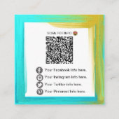 *~* QR Code LOGO- Social Media iconen vet kleur Vierkante Visitekaartje (Achterkant)