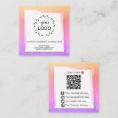 *~* QR Code LOGO - Social Media iconen vet kleuren Vierkante Visitekaartje (Voorkant / Achterkant)