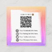 *~* QR Code LOGO - Social Media iconen vet kleuren Vierkante Visitekaartje (Achterkant)