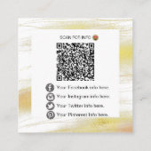 *~* QR Code LOGO- Sociale media pictogrammen Gold  Vierkante Visitekaartje (Achterkant)