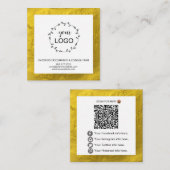*~* QR Code LOGO- Sociale media pictogrammen Gold  Vierkante Visitekaartje (Voorkant / Achterkant)