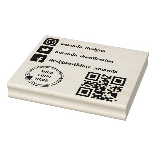 Qr code logo sociale media pictogrammen rubberstem rubberstempel (Stempel)