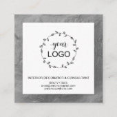 *~* QR Code LOGO- Sociale media pictogrammen SILVE Vierkante Visitekaartje (Voorkant)