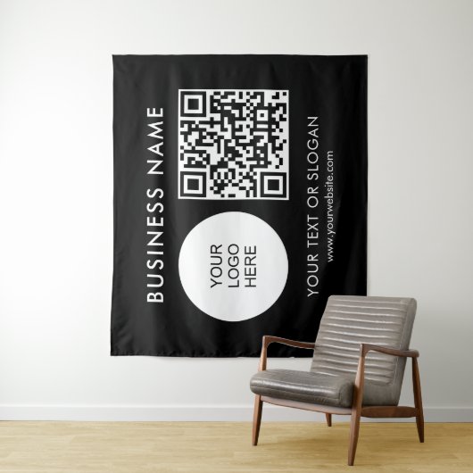 QR Code Logo Tekst Seminar Feest Evenement Groot Wandkleed (In situ)