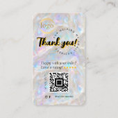 QR Code Logo Unieke iriserende opaal Dank u Visitekaartje (Voorkant)