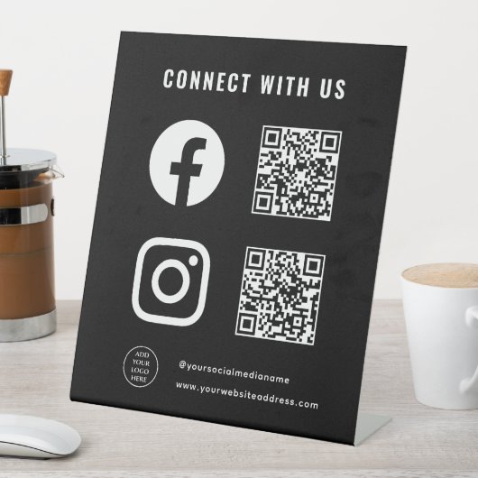 QR-code Logo volgt hier Scannen verbinden met ons Reclamebord Met Voetstuk (Insitu)