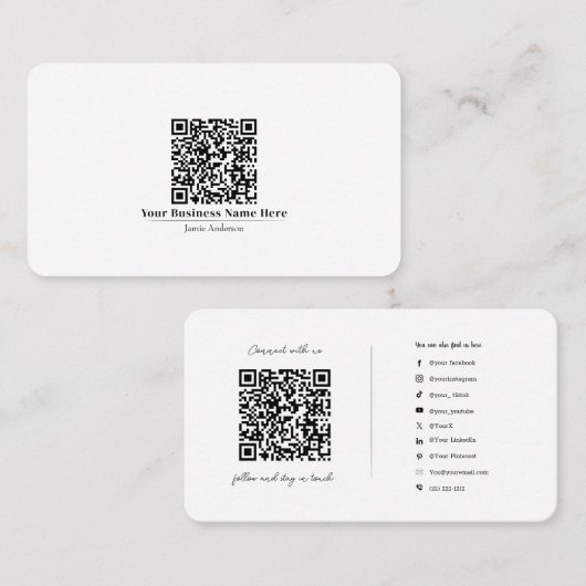 QR-code logo voor sociale media-verbinding Visitekaartje (Voorkant / Achterkant)