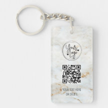 QR Code Logo White Gold Marble Business