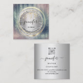 QR-code Logo Winkel Roos Silver Gold Drivers Circu Vierkante Visitekaartje (Voorkant / Achterkant)