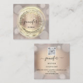 QR-code Logo Winkelen Blush Roos Gold Drivers Abst Vierkante Visitekaartje (Voorkant / Achterkant)