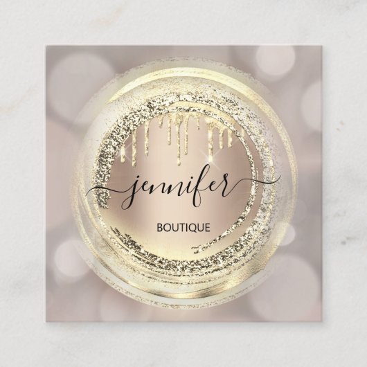 QR-code Logo Winkelen Blush Roos Gold Drivers Abst Vierkante Visitekaartje (Voorkant)