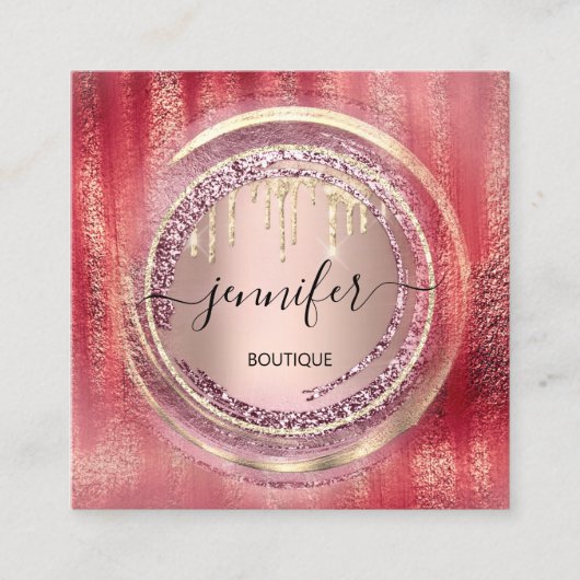 QR-code Logo Winkelen Blush Roos Gold Drivers Circ Vierkante Visitekaartje (Voorkant)