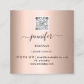 QR-code Logo Winkelen Blush Roos Gold Drivers Circ Vierkante Visitekaartje (Achterkant)