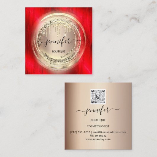 QR Code Logo Winkelen Blush Roos Gold Drivers rood Vierkante Visitekaartje (Voorkant / Achterkant)