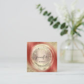 QR-code Logo Winkelen Blush Roos Gold Drives Borde Vierkante Visitekaartje (Staand voorkant)