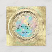 QR-code Logo Winkelen Glitter Gold Drivers Hologra Vierkante Visitekaartje (Voorkant)