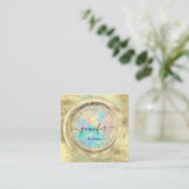 QR-code Logo Winkelen Glitter Gold Drivers Hologra Vierkante Visitekaartje (Staand voorkant)