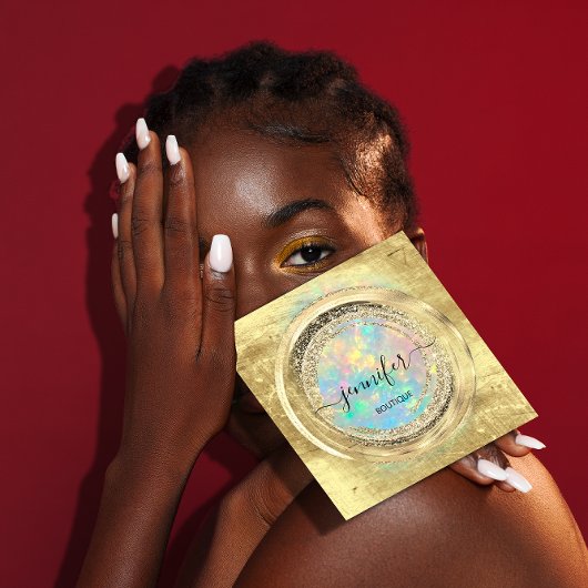 QR-code Logo Winkelen Glitter Gold Drivers Hologra Vierkante Visitekaartje