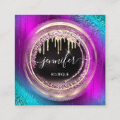 QR-code Logo Winkelen Glitter Roze Roze Drivers Ci Vierkante Visitekaartje (Voorkant)