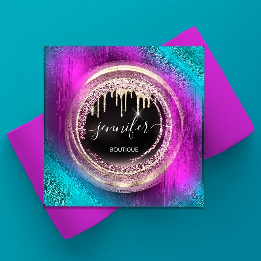 QR-code Logo Winkelen Glitter Roze Roze Drivers Ci Vierkante Visitekaartje