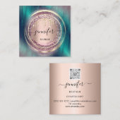 QR Code Logo Winkelen Groen Roos Gold Drivers Circ Vierkante Visitekaartje (Voorkant / Achterkant)