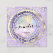 QR-code Logo Winkelen Paarse Gold Drivers Holograf Vierkante Visitekaartje (Voorkant)