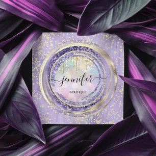 QR-code Logo Winkelen Paarse Gold Drivers Holograf Vierkante Visitekaartje