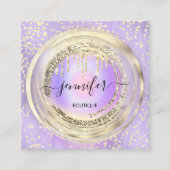 QR-code Logo Winkelen Paarse goudschijven Confetti Vierkante Visitekaartje (Voorkant)