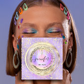 QR-code Logo Winkelroze blauwe goudschijven Confet Vierkante Visitekaartje